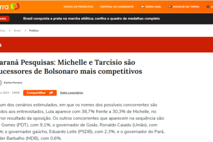 Portal Terra cita pesquisa realizada pela Paraná Pesquisas.