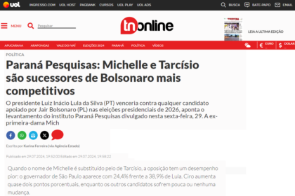 TN Online cita pesquisa realizada pela Paraná Pesquisas.