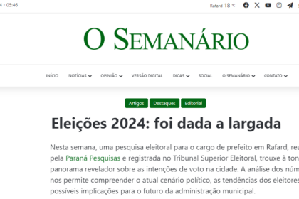 O Seminário cita pesquisa realizada pela Paraná Pesquisas em Rafard.