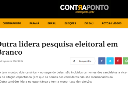 Contra Ponto cita pesquisa realizada pela Paraná Pesquisas em Pato Branco.
