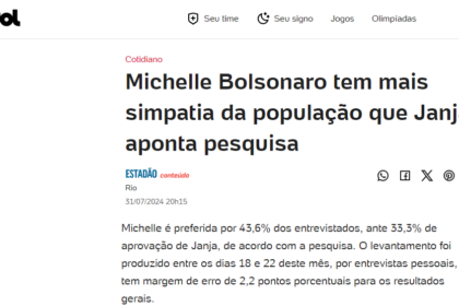 UOL Notícias cita pesquisa realizada pela Paraná Pesquisas.