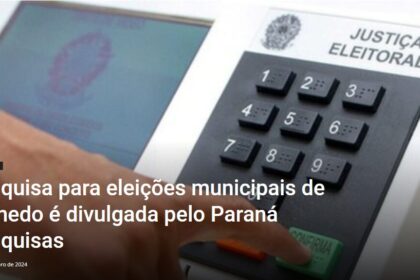Jornal de Vinhedo cita pesquisa realizada pela Paraná Pesquisas em Vinhedo.