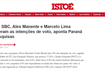 Isto É cita pesquisa realizada pela Paraná Pesquisas em São Bernardo do Campo.