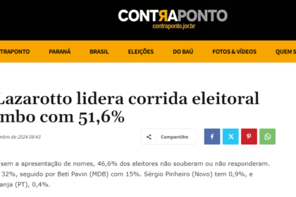 Contra Ponto cita pesquisa realizada pela Paraná Pesquisas em Colombo.