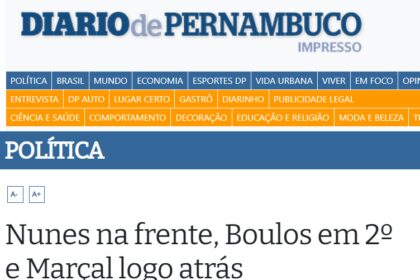 Diário de Pernambuco cita pesquisa realizada pela Paraná Pesquisas em São Paulo.