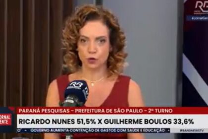 Band cita pesquisa realizada pela Paraná Pesquisas em São Paulo.