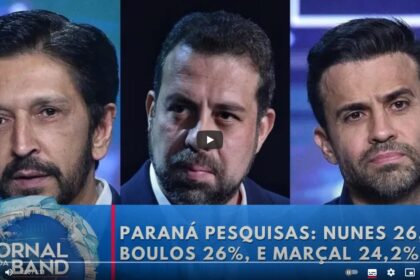 Band cita pesquisa realizada pela Paraná Pesquisas em São Paulo.