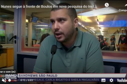 Band cita pesquisa realizada pela Paraná Pesquisas em São Paulo.