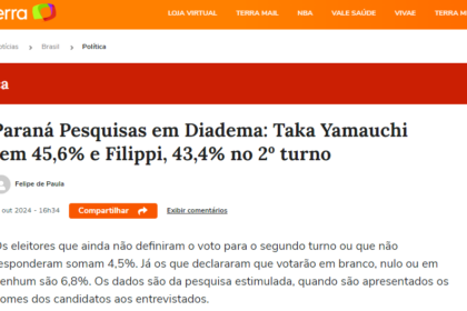 Portal Terra cita pesquisa realizada pela Paraná Pesquisas em Diadema.