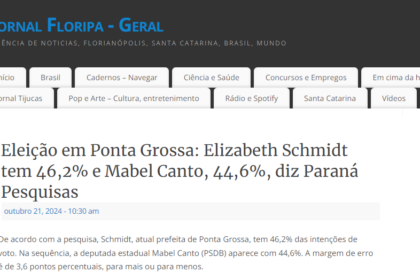 Jonal de Floripa cita pesquisa realizada pela Paraná Pesquisas em Ponta Grossa.