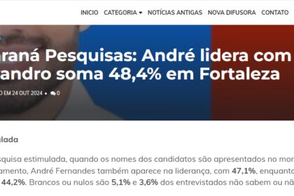 Blog do Wilrismar cita pesquisa realizada pela Paraná Pesquisas em Fortaleza.