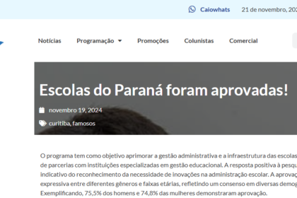 Caiobá FM cita pesquisa realizada pela Paraná Pesquisas.