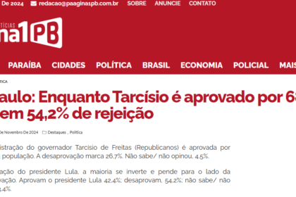 Página 1 PB cita pesquisa realizada pela Paraná Pesquisas.