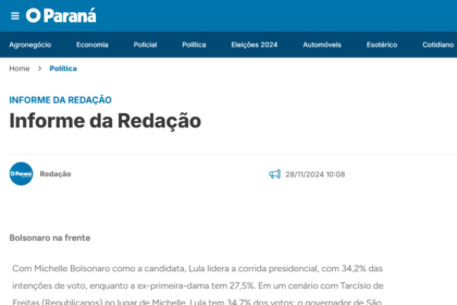 O Paraná cita pesquisa realizada pela Paraná Pesquisas.