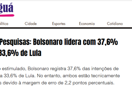 Folha de Jaraguá cita pesquisa realizada pela Paraná Pesquisas.