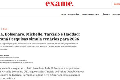 Exame cita pesquisa realizada pela Paraná Pesquisas.