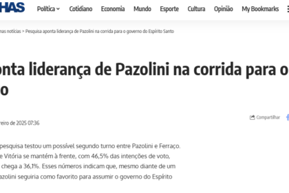 Brasil em Folhas cita pesquisa realizada pela Paraná Pesquisas.