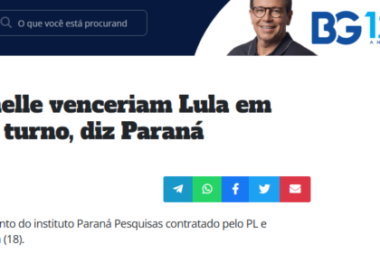 Bruno Giovanni cita pesquisa realizada pela Paraná Pesquisas.