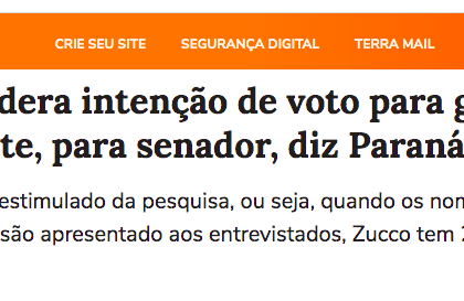 Terra cita pesquisa realizada pela Paraná Pesquisas no Estado do Rio Grande do Sul.