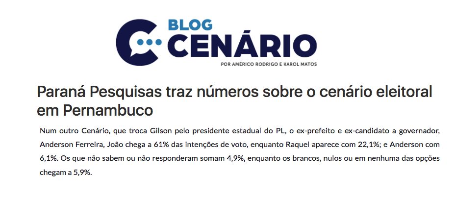 Blog Cenário cita pesquisa realizada pela Paraná Pesquisas no Estado de Pernambuco. 2 image 75
