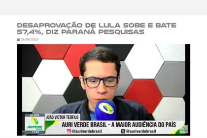 Auri Verde cita pesquisa realizada pela Paraná Pesquisas.
