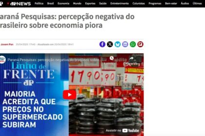 Jovem Pan cita pesquisa realizada pela Paraná Pesquisas.