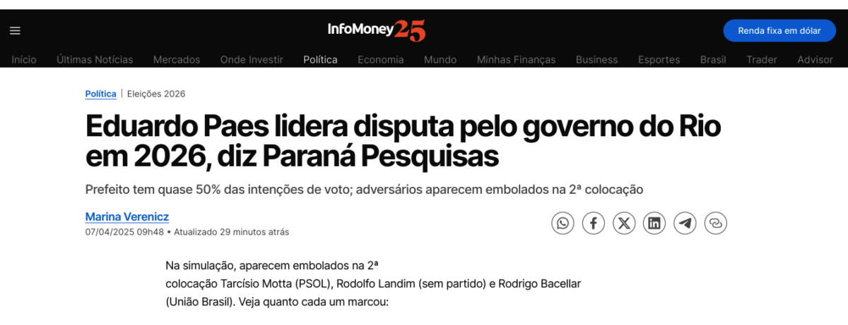 InfoMoney cita pesquisa realizada pela Paraná Pesquisas no Estado do Rio de Janeiro. 2 image 137