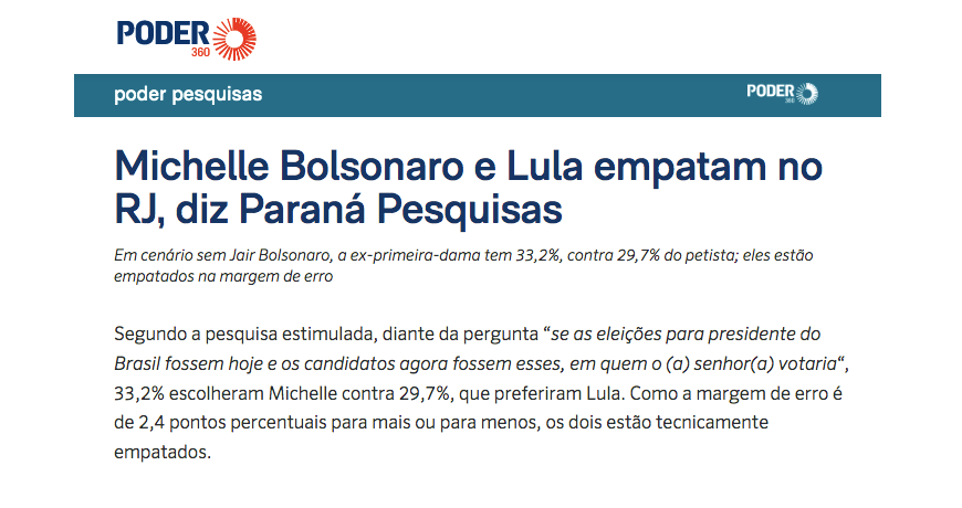 Poder 360 cita pesquisa realizada pela Paraná Pesquisas no Estado do Rio de Janeiro. 2 image 168