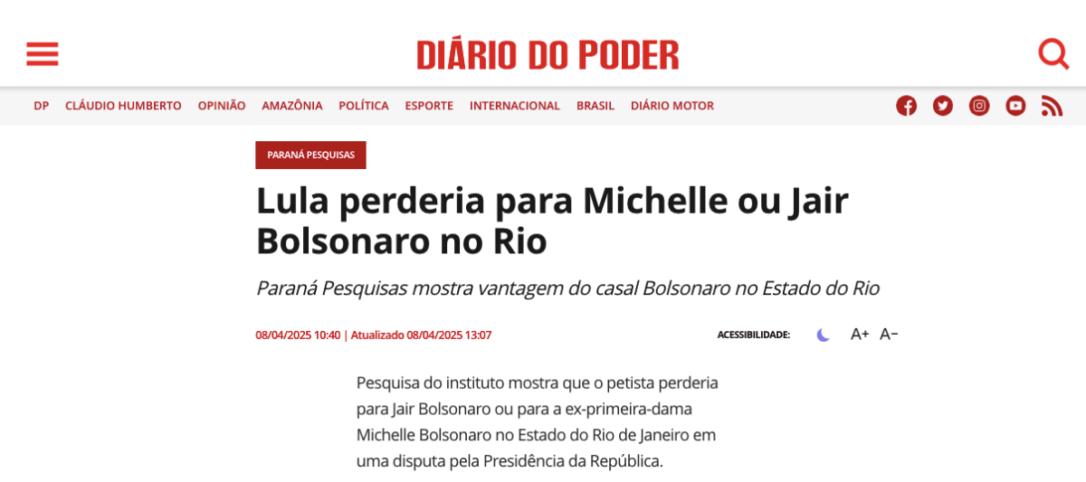 Diário do Poder cita pesquisa realizada pela Paraná Pesquisas no Estado do Rio de Janeiro. 2 image 191