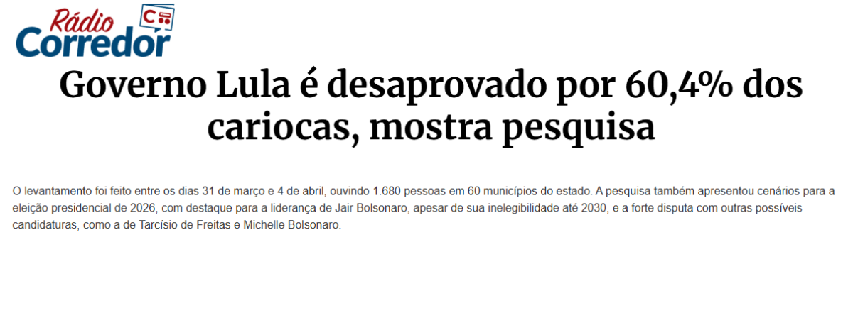 Rádio Corredor cita pesquisa realizada pela Paraná Pesquisas no Estado do Rio de Janeiro. 2 image 205