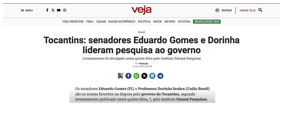 Veja cita pesquisa realizada pela Paraná Pesquisas no Estado do Tocantins. 2 image 219