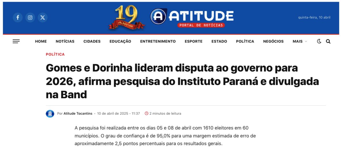 A Atitude cita pesquisa realizada pela Paraná Pesquisas no Estado do Tocantins. 2 image 231