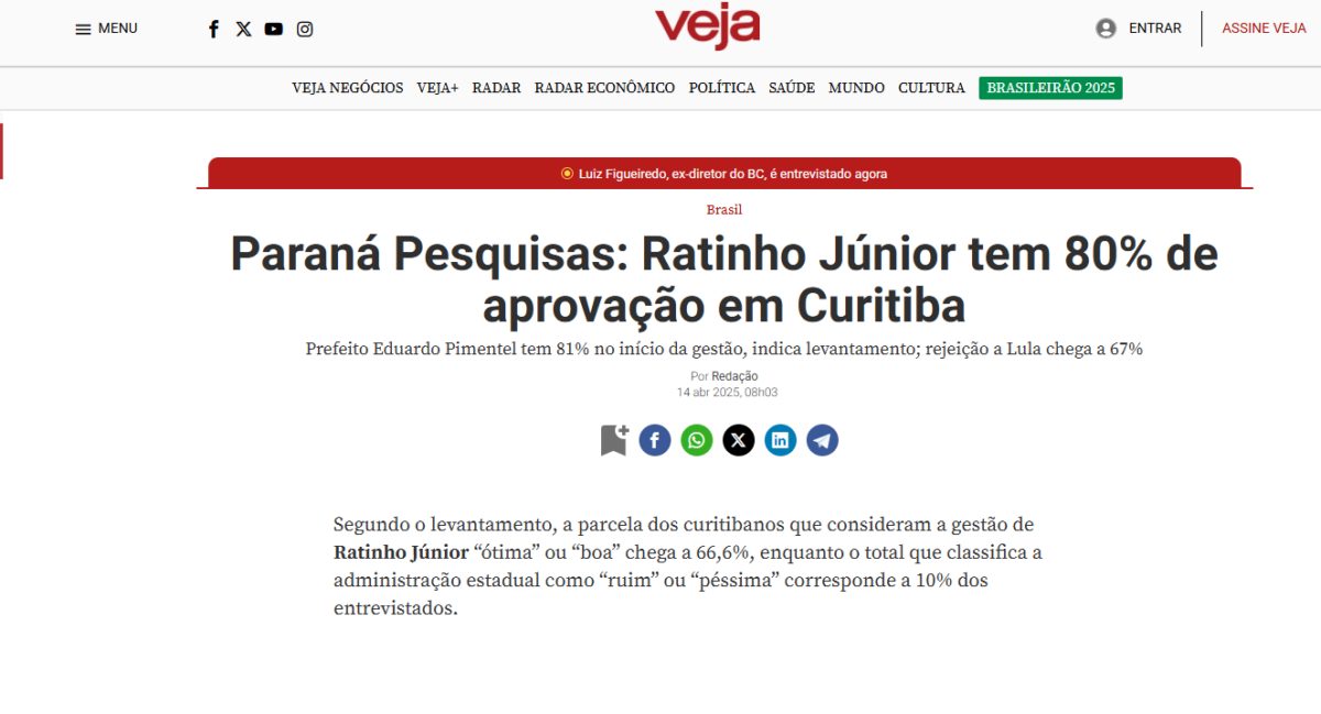 Veja cita pesquisa realizada pela Paraná Pesquisas no Município de Curitiba. 2 image 256