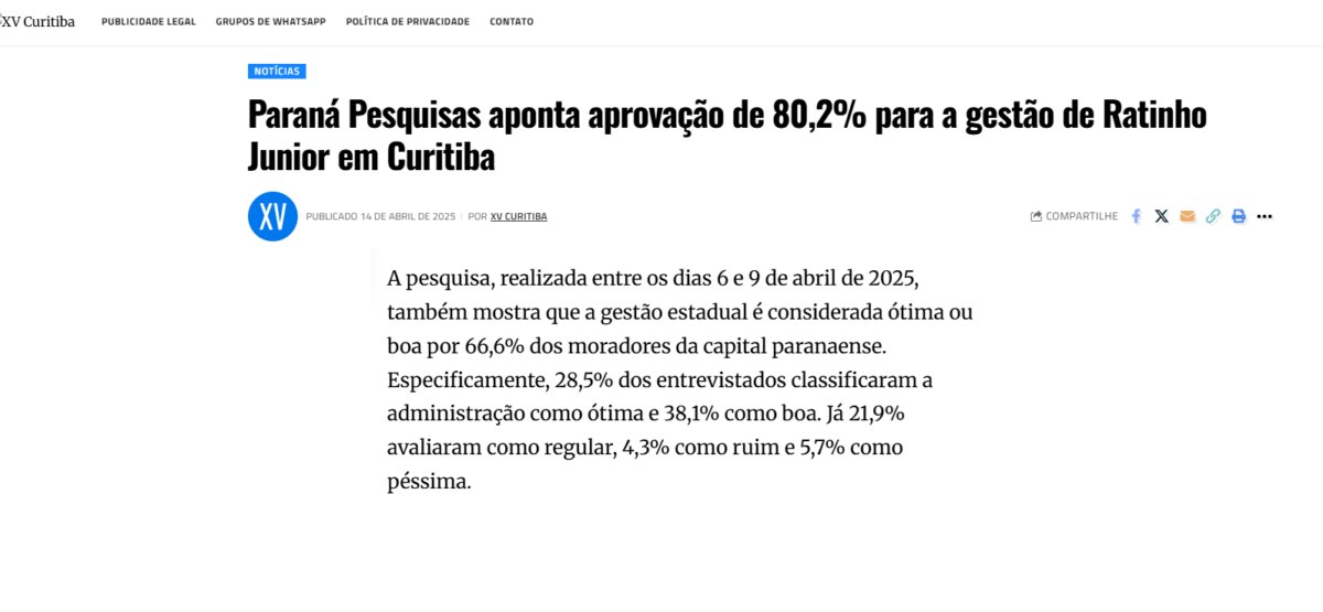 XV Curitiba cita pesquisa realizada pela Paraná Pesquisas no Município de Curitiba. 2 image 278