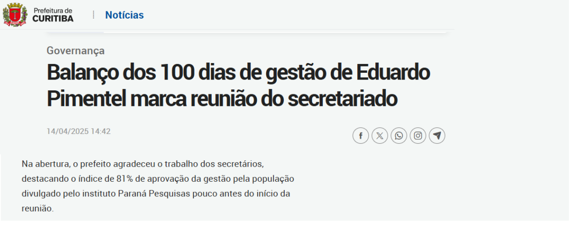 Prefeitura Municipal de Curitiba cita pesquisa realizada pela Paraná Pesquisas no Município de Curitiba. 2 image 286