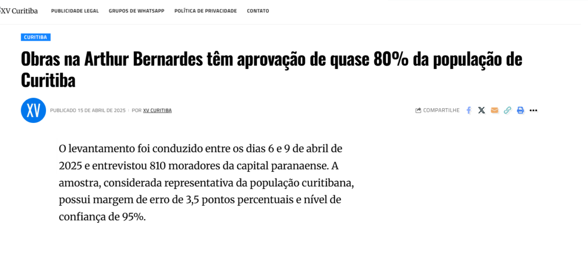 XV Curitiba cita pesquisa realizada pela Paraná Pesquisas no Município de Curitiba. 2 image 314