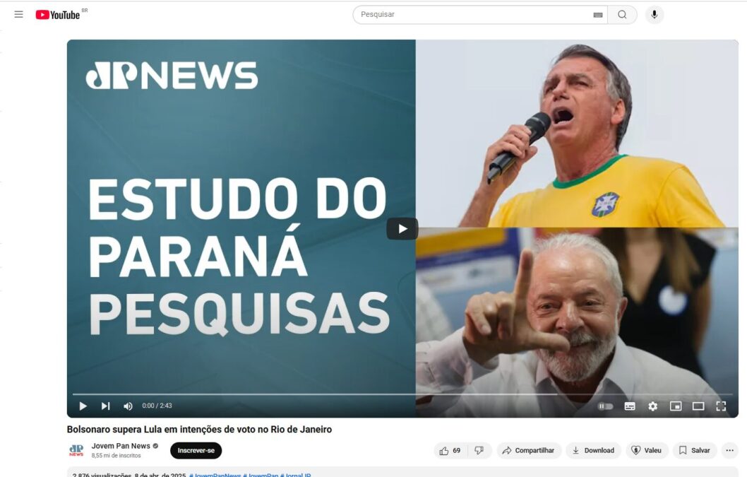 Jovem Pan News cita pesquisa realizada pela Paraná Pesquisas no Estado do Rio de Janeiro. 2 Jovem Pan News cita pesquisa realizada pela Paraná Pesquisas no Estado do Rio de Janeiro.
