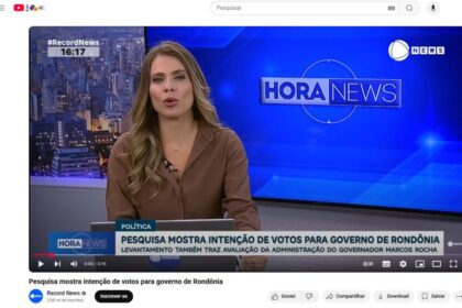 Record News cita pesquisas realizada pela Paraná Pesquisas no Estado de Rondônia.