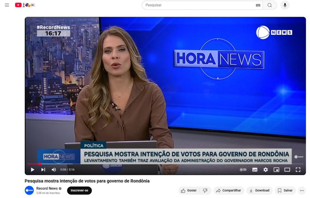 Record News cita pesquisas realizada pela Paraná Pesquisas no Estado de Rondônia. 2 image 336