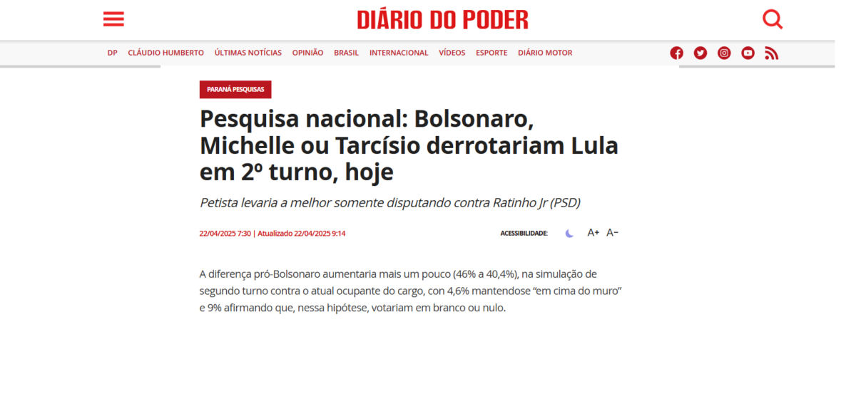 Diário do Poder cita pesquisa realizada pela Paraná Pesquisas. 2 image 385
