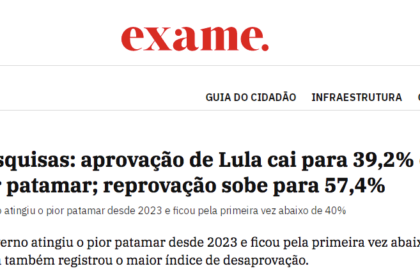 Exame cita pesquisa realizada pela Paraná Pesquisas.