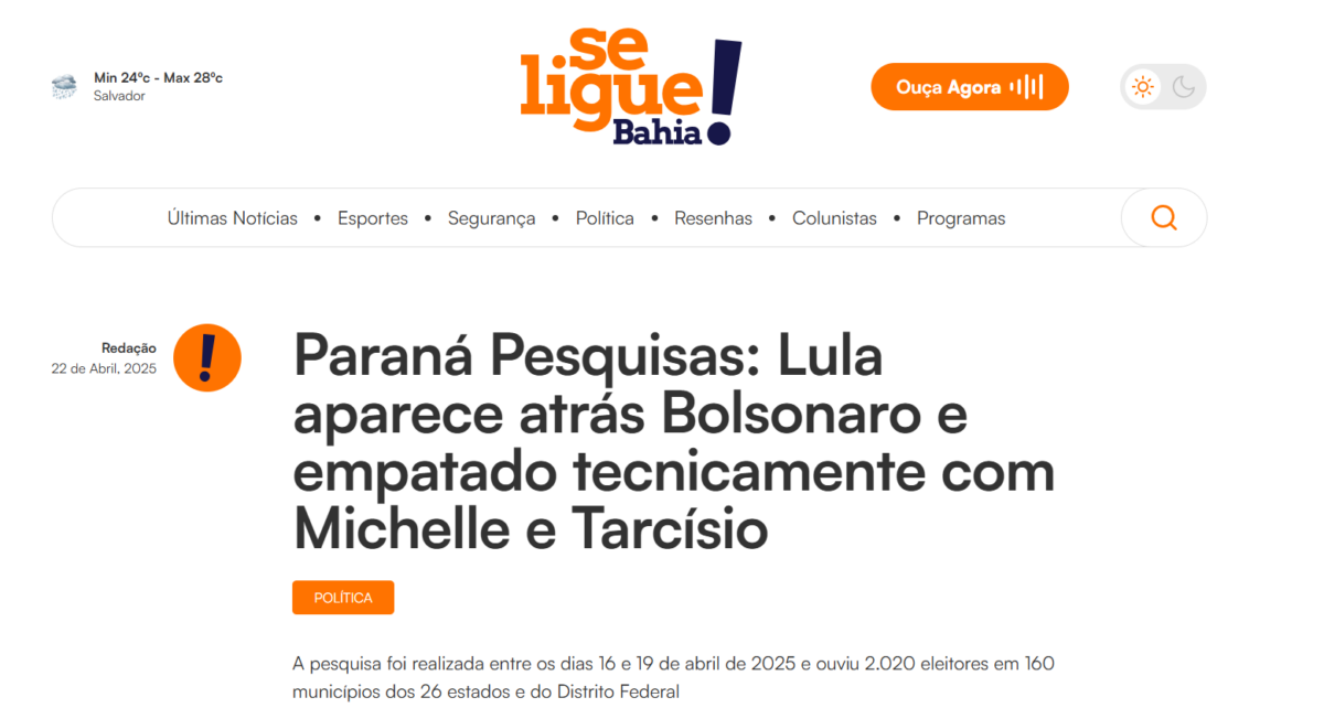Se Ligue Bahia cita pesquisa realizada pela Paraná Pesquisas. 2 image 450