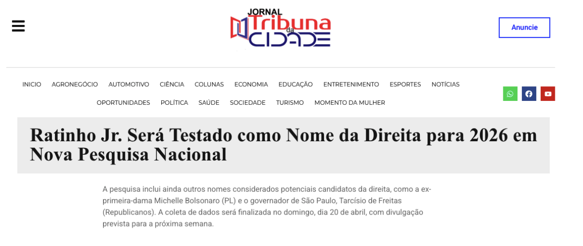 Tribuna da Cidade cita pesquisa realizada pela Paraná Pesquisas. 2 image 495