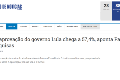 Diário de Notícias cita pesquisa realizada pela Paraná Pesquisas.