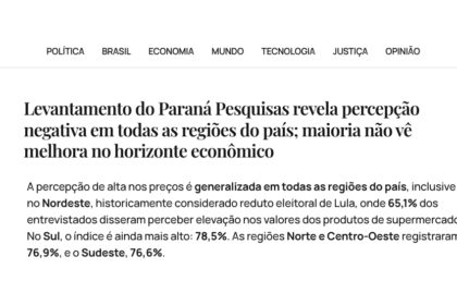 Contra Fatos cita pesquisa realizada pela Paraná Pesquisas.