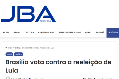 JBA Notícias cita pesquisa realizada pela Paraná Pesquisas no Distrito Federal.