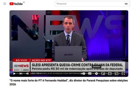 Jovem Pan cita pesquisa realizada pela Paraná Pesquisas no Estado de São Paulo.
