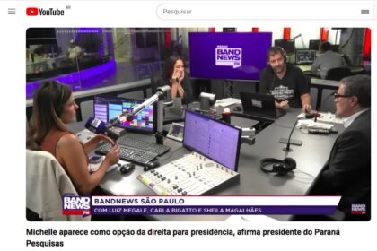 Rádio BandNews FM cita pesquisa realizada pela Paraná Pesquisas.
