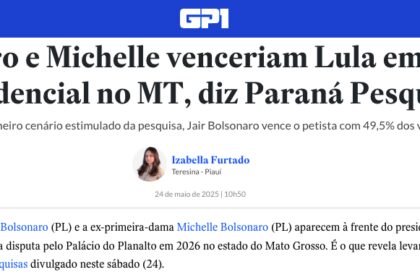 GP1 cita pesquisa realizada pela Paraná Pesquisas no Estado do Paraná.
