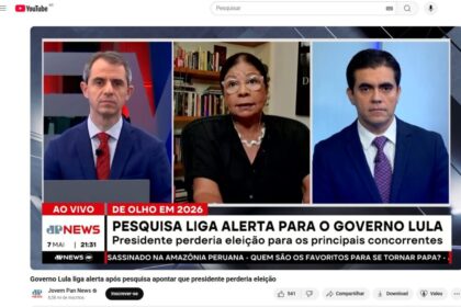 Jovem Pan cita pesquisa realizada pela Paraná Pesquisas no Estado de São Paulo.